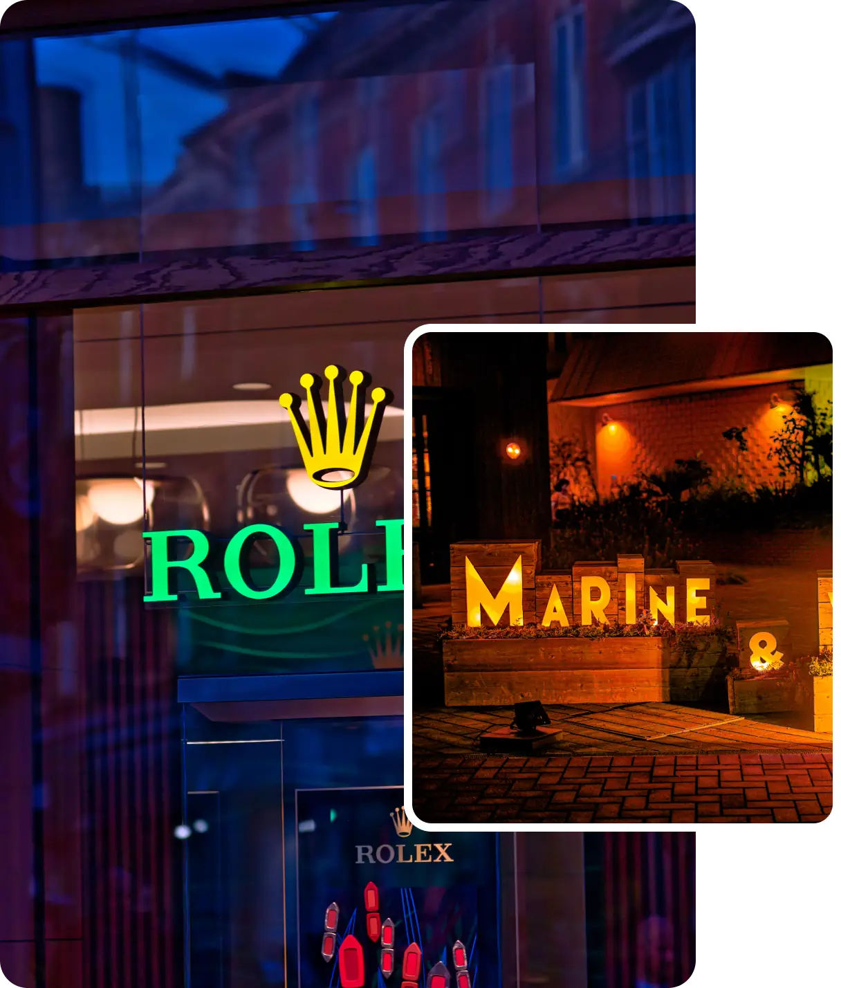 Rolex Acrylic LED Sign board designed by Brand Signages