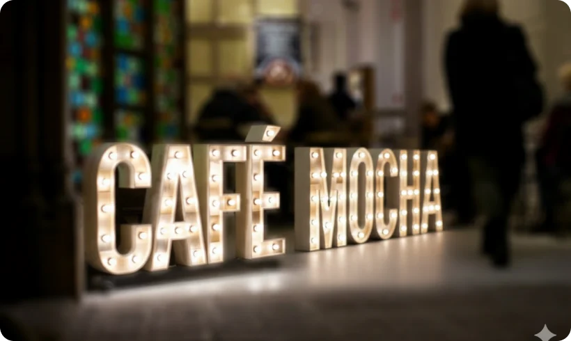Cafe Mocha Store Name Board Design
