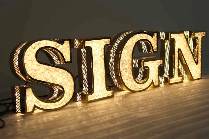 Premium Crystal Letter LED Board with Golden Backlit
