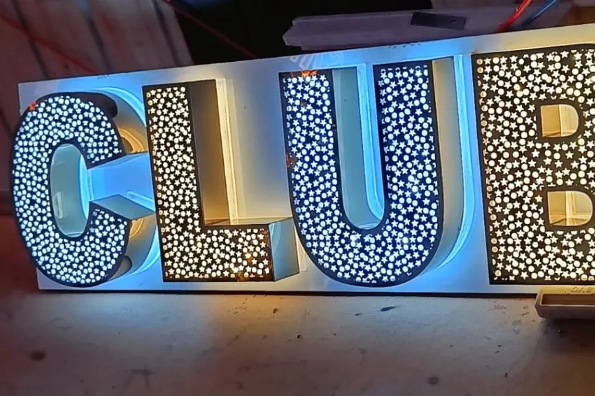Crystal Letter LED Sign with Gold Metallic Finish