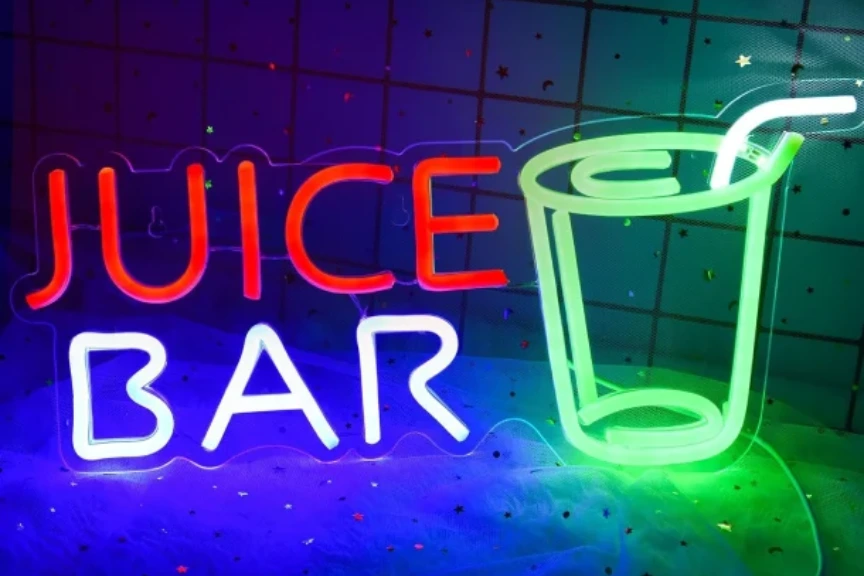 Neon Sign Board for Juice Bar (e.g., Neon Sign Board Exclusively Designed for Juice Shop)