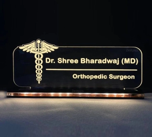 Acrylic LED Name Board for Home- Mukund Villa