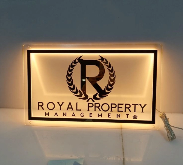 Acrylic LED Name Board for Office- Royal Property