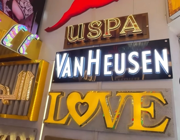 Acrylic LED Shop Name Boards- Venn Hussen, USPA Design
