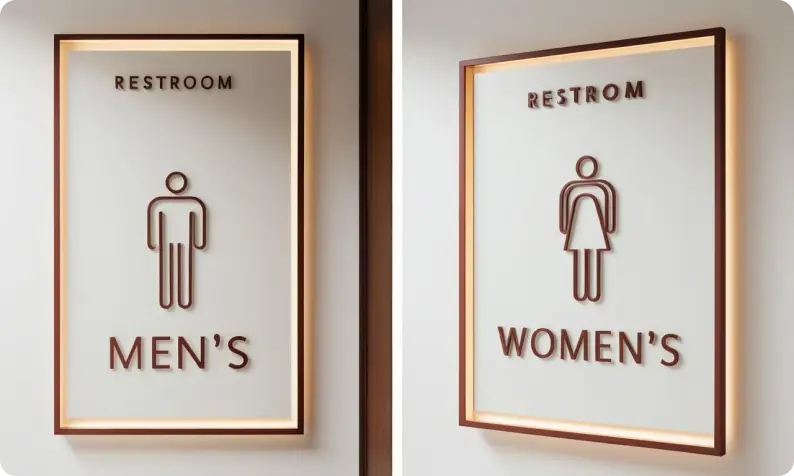 Male and Female Restroom Signs