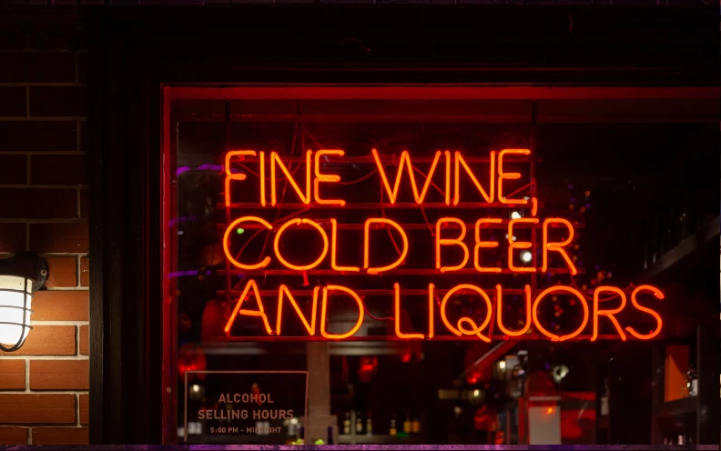 Fine Wine Cold Beer Neon Sign