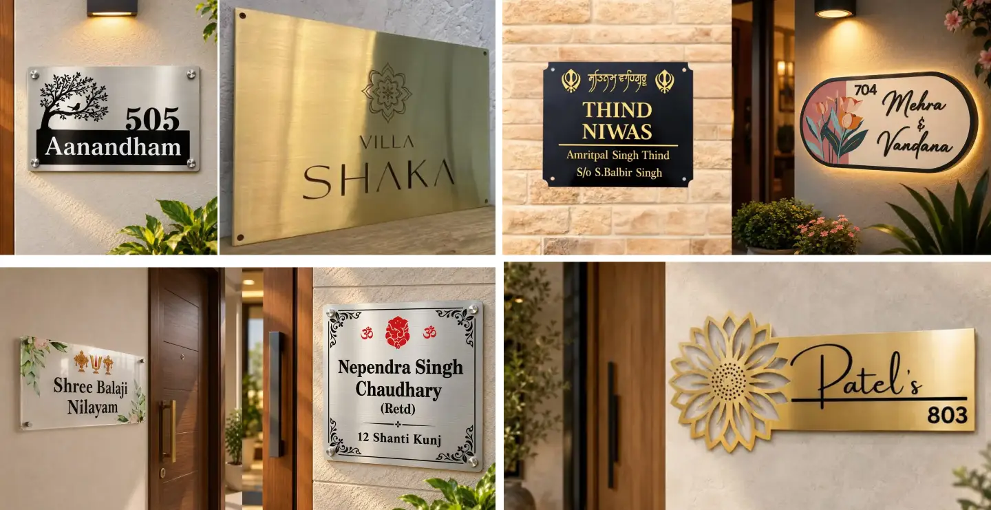 Modern Name Plate for Home: 15 Stylish Design Ideas, Materials, Sizes and Price Guide