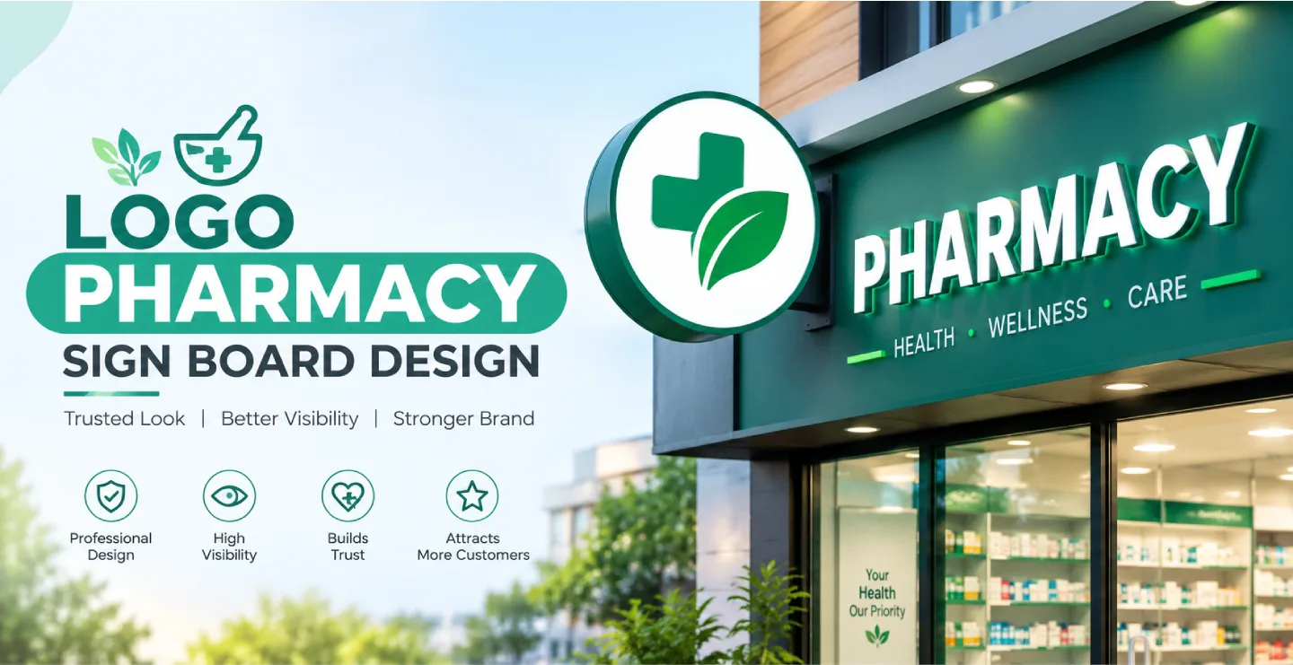 Logo Pharmacy Sign Board Design: Building Trust at First Sight