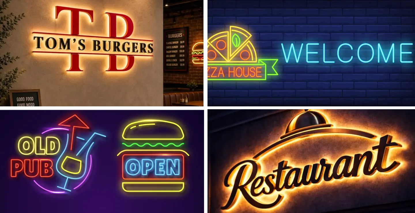 Restaurant Glow Sign Board Design Ideas for 2026