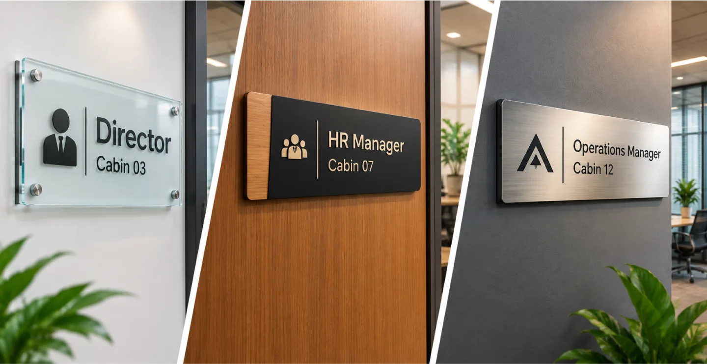 Office Cabin Name Plates: Designs, Materials and Mounting Options